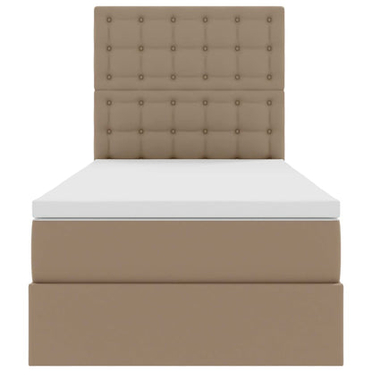 Opbergbed met LED met matras Cappuccino 100 x 200 cm Nep Leer