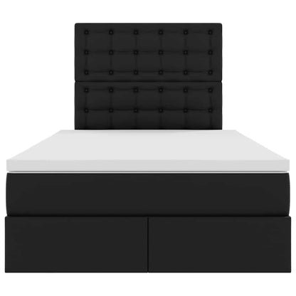 Opbergbed met LED met matras Zwart 120 x 190 cm Nep Leer