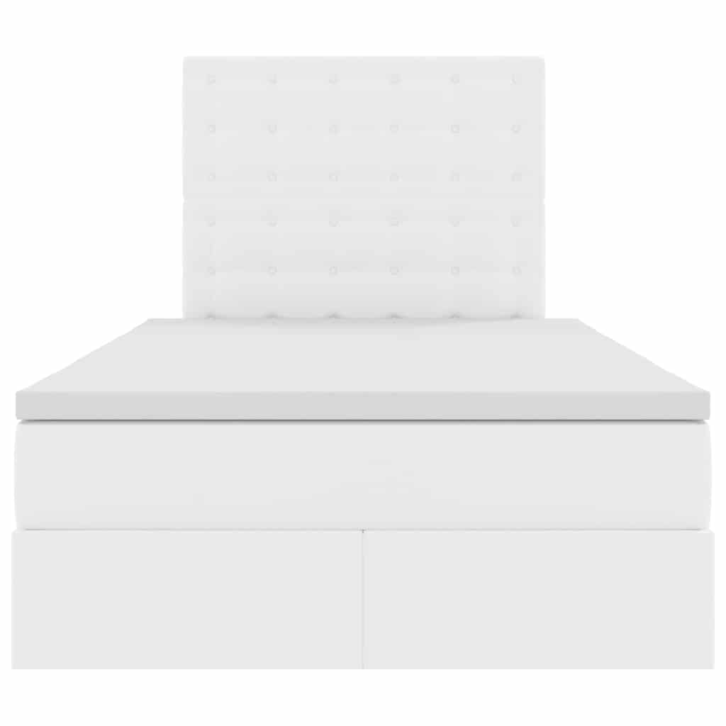 Bed met LED -striplichten met opslag Puur Wit 120 x 200 cm PVC