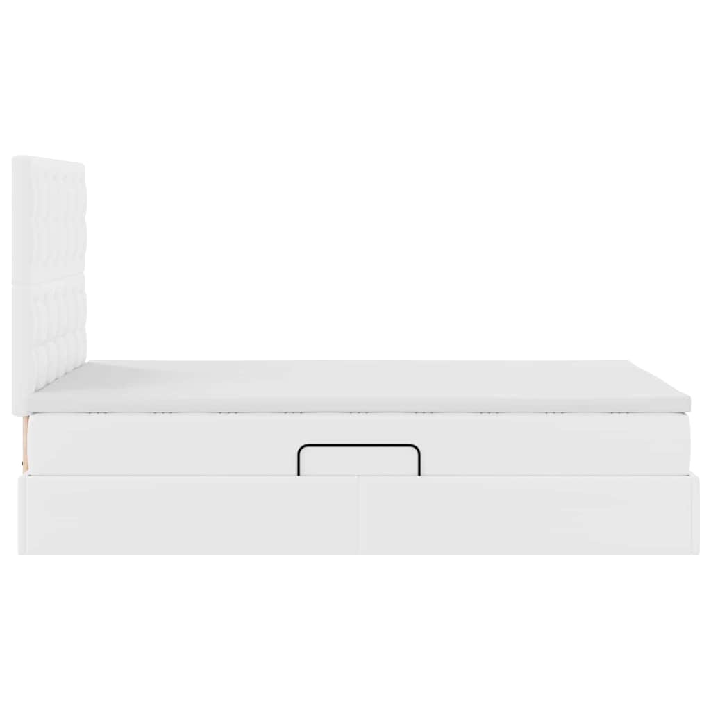 Bed met LED -striplichten met opslag Puur Wit 120 x 200 cm PVC