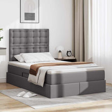 Bed met LED -striplichten met hoofdeinde Grijs 120 x 200 cm PVC
