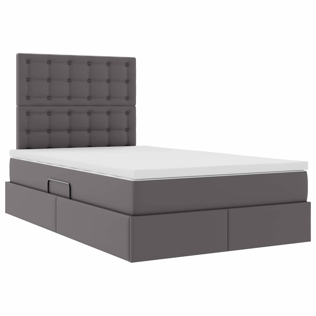 Bed met LED -striplichten met hoofdeinde Grijs 120 x 200 cm PVC