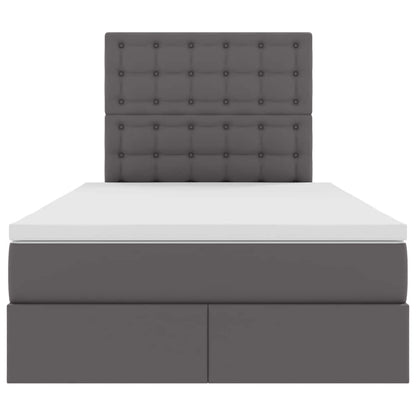 Bed met LED -striplichten met hoofdeinde Grijs 120 x 200 cm PVC