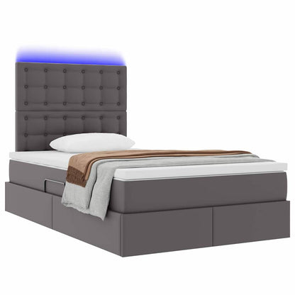 Bed met LED -striplichten met hoofdeinde Grijs 120 x 200 cm PVC