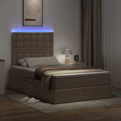 Bed met LED -striplichten Cappuccino 120 x 200 cm PVC