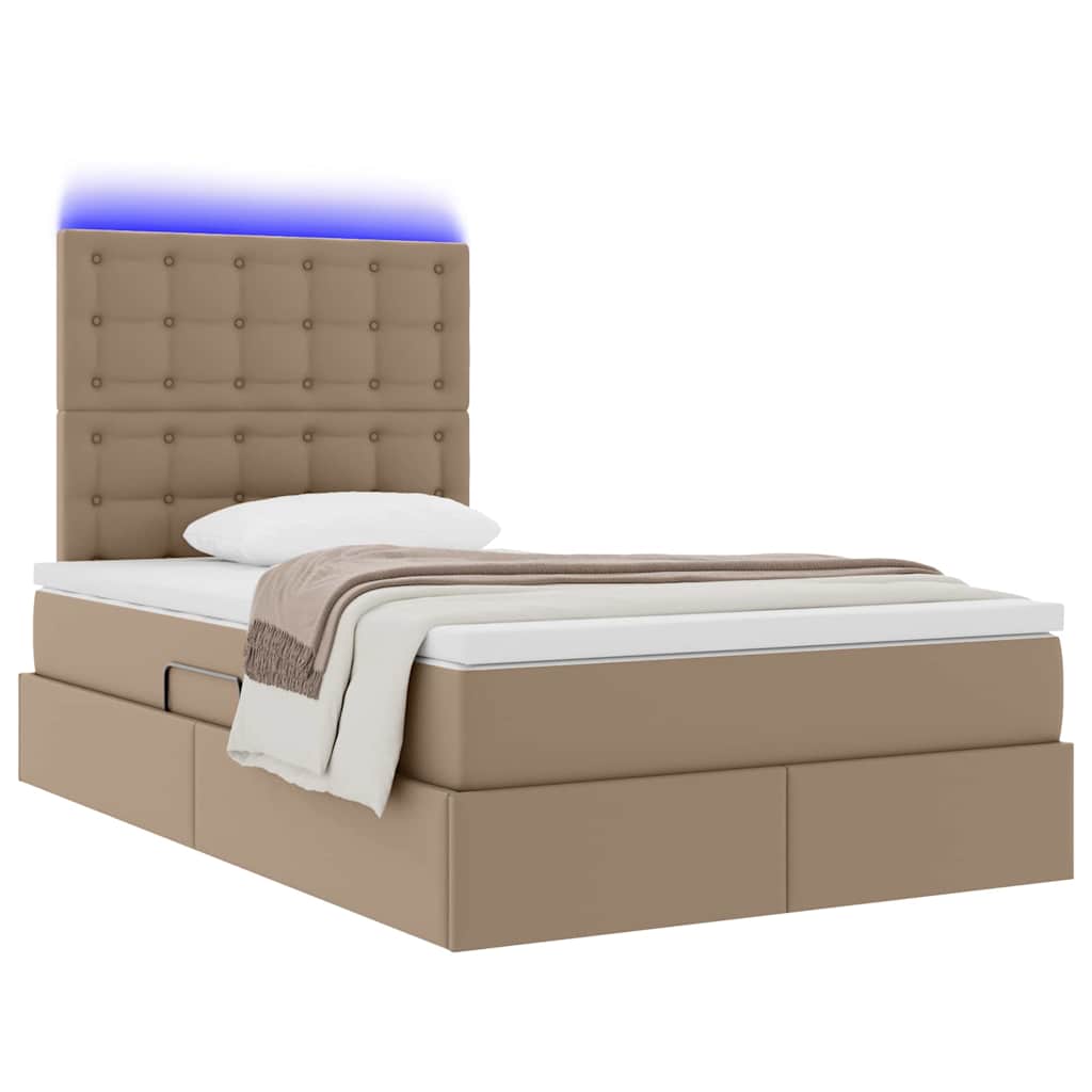 Bed met LED -striplichten Cappuccino 120 x 200 cm PVC