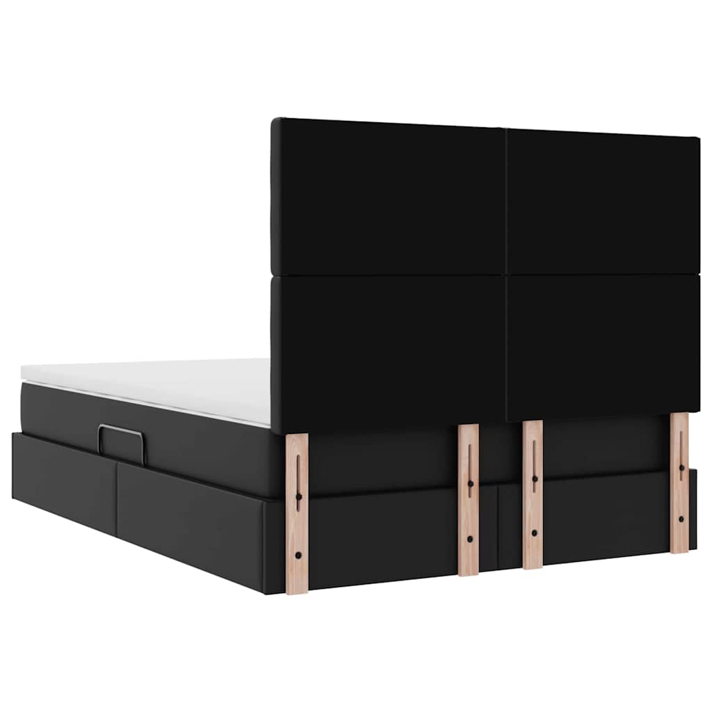 Bed met LED -striplichten met hoofdeinde Zwart 140 x 190 cm PVC