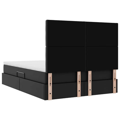 Bed met LED -striplichten met hoofdeinde Zwart 140 x 190 cm PVC