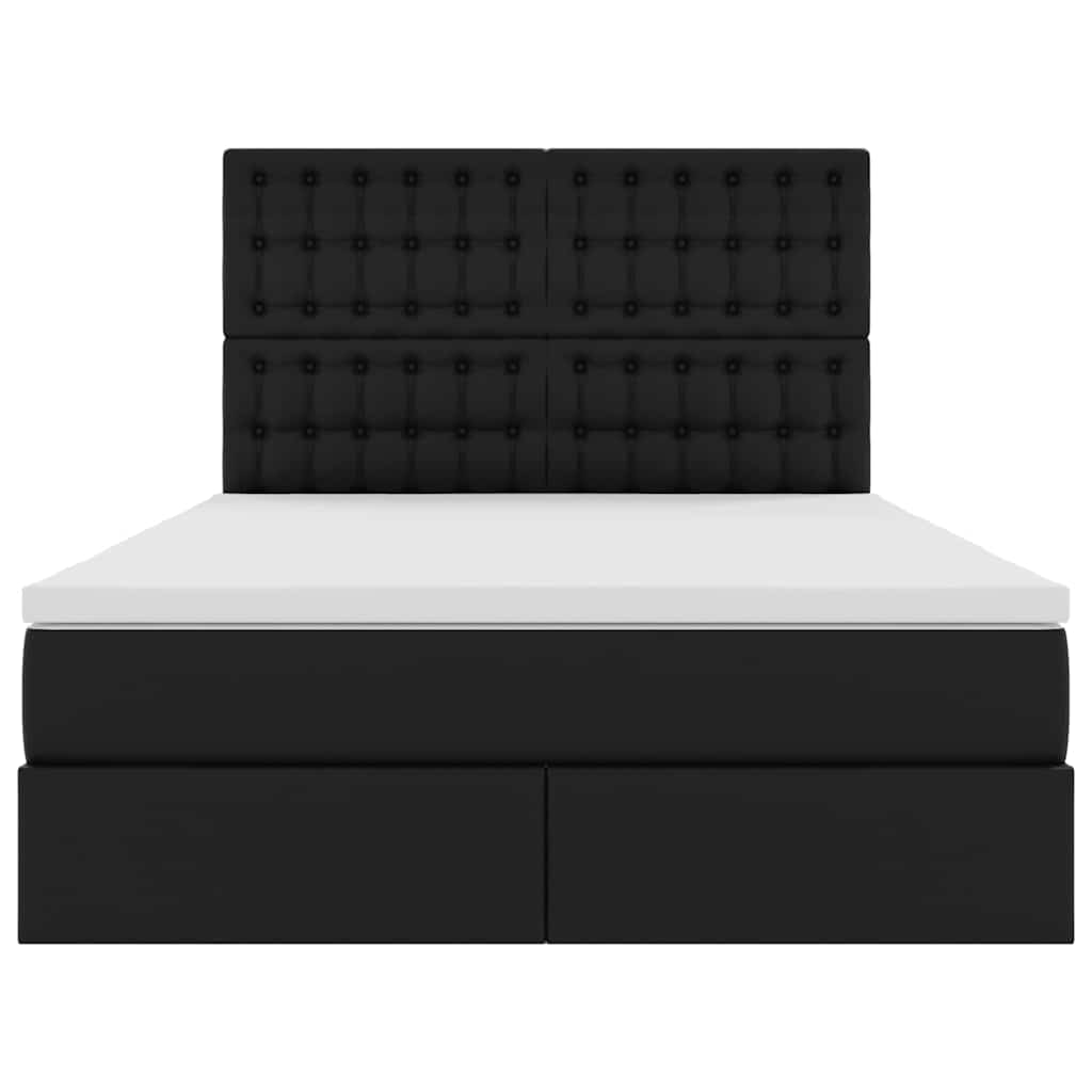 Bed met LED -striplichten met hoofdeinde Zwart 140 x 190 cm PVC