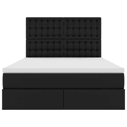 Bed met LED -striplichten met hoofdeinde Zwart 140 x 190 cm PVC