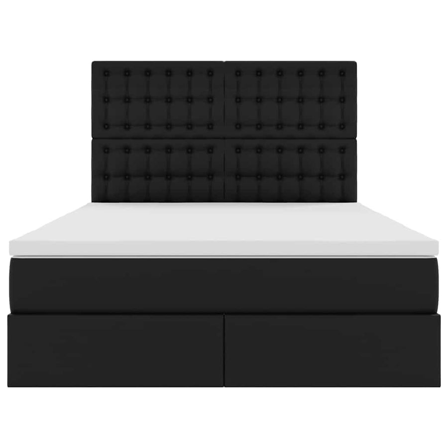 Bed met LED -striplichten met hoofdeinde Zwart 140 x 190 cm PVC