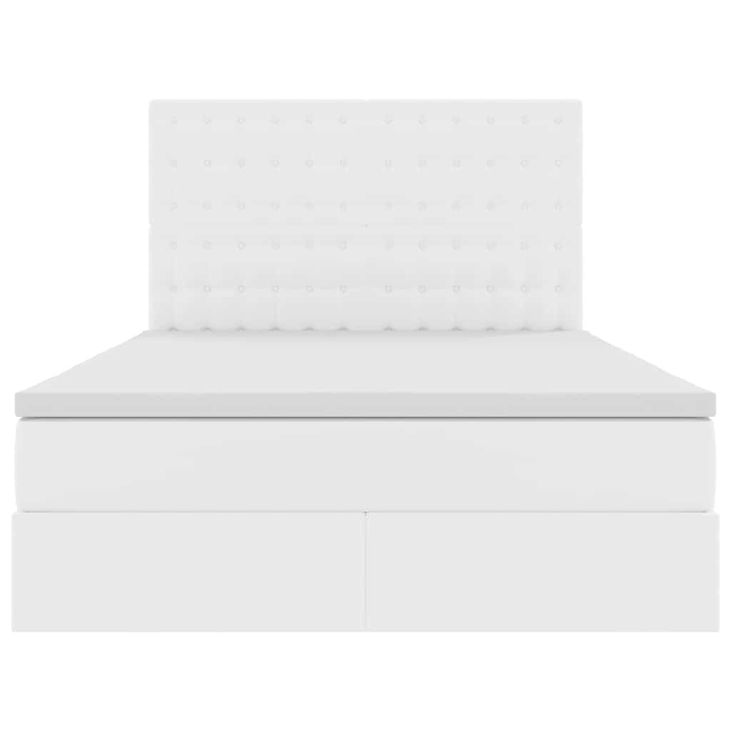 Bed met LED -striplichten met opslag Puur Wit 140 x 190 cm PVC
