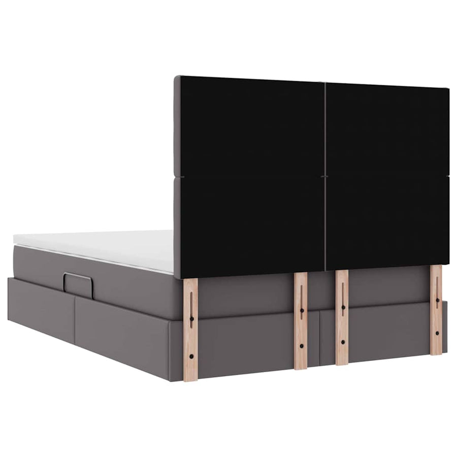 Bed met LED -striplichten met hoofdeinde Grijs 140 x 190 cm PVC