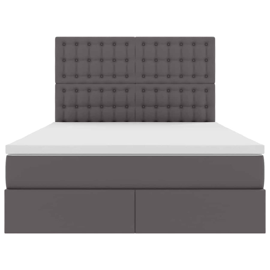 Bed met LED -striplichten met hoofdeinde Grijs 140 x 190 cm PVC