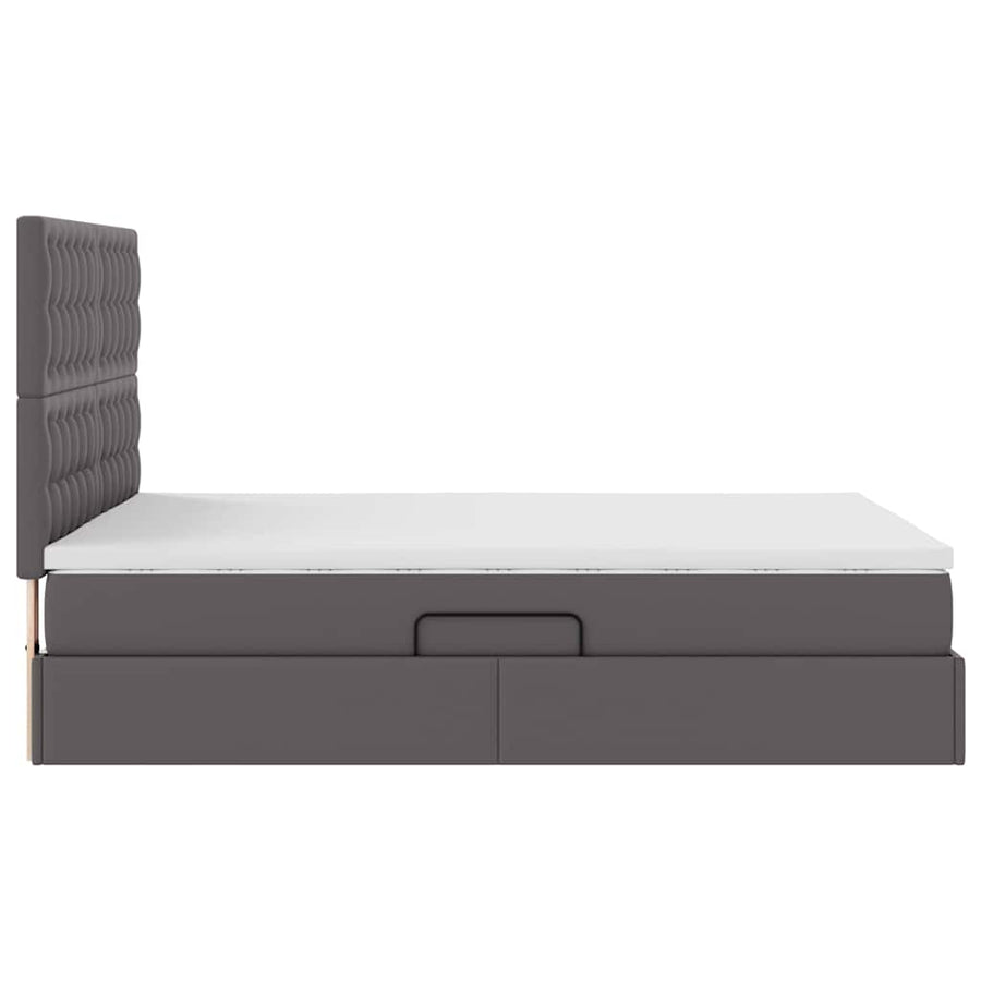 Bed met LED -striplichten met hoofdeinde Grijs 140 x 190 cm PVC