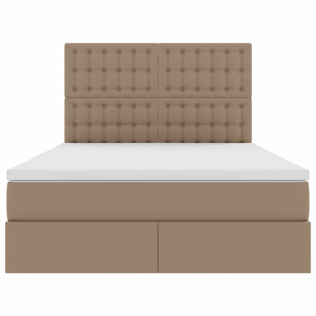 Bed met LED -striplichten Cappuccino 140 x 190 cm PVC