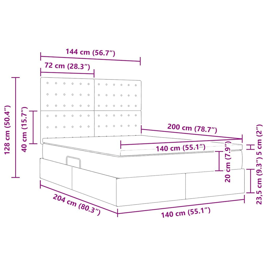 Bed met LED -striplichten met hoofdeinde Zwart 140 x 200 cm PVC