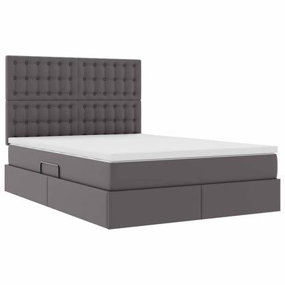Bed met LED -striplichten met hoofdeinde Grijs 140 x 200 cm PVC
