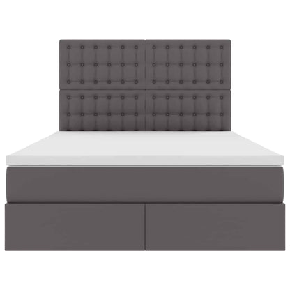Bed met LED -striplichten met hoofdeinde Grijs 140 x 200 cm PVC