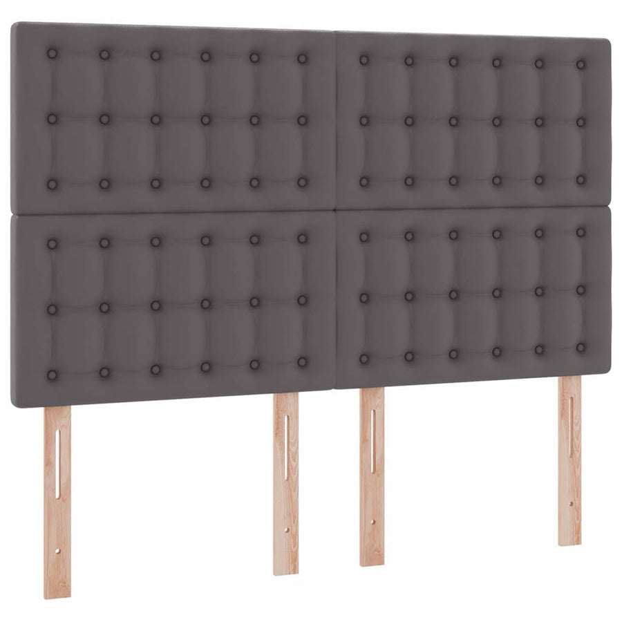 Bed met LED -striplichten met hoofdeinde Grijs 140 x 200 cm PVC