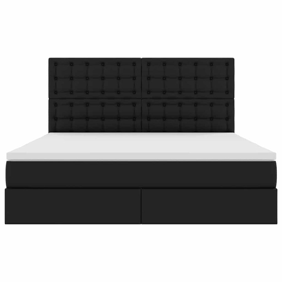 Bed met LED -striplichten met hoofdeinde Zwart 160 x 200 cm PVC