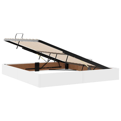 Bed met LED -striplichten met opslag Puur Wit 160 x 200 cm PVC