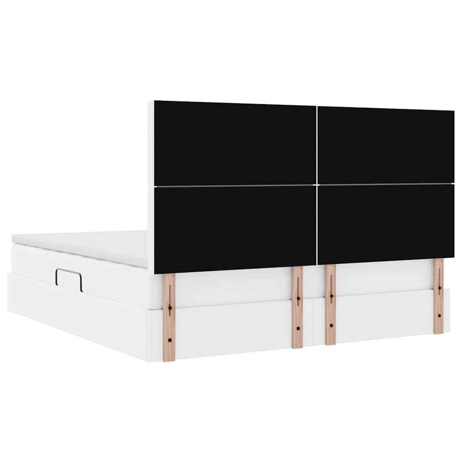 Bed met LED -striplichten met opslag Puur Wit 160 x 200 cm PVC