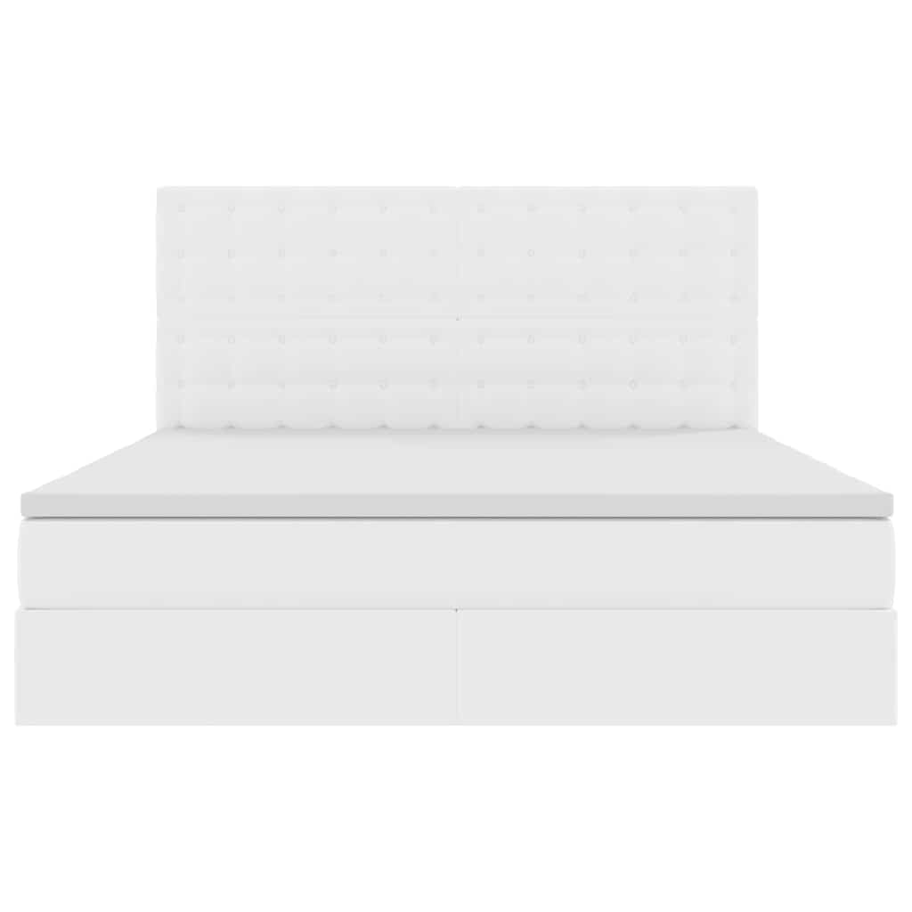 Bed met LED -striplichten met opslag Puur Wit 160 x 200 cm PVC
