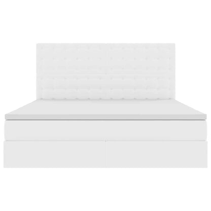 Bed met LED -striplichten met opslag Puur Wit 160 x 200 cm PVC