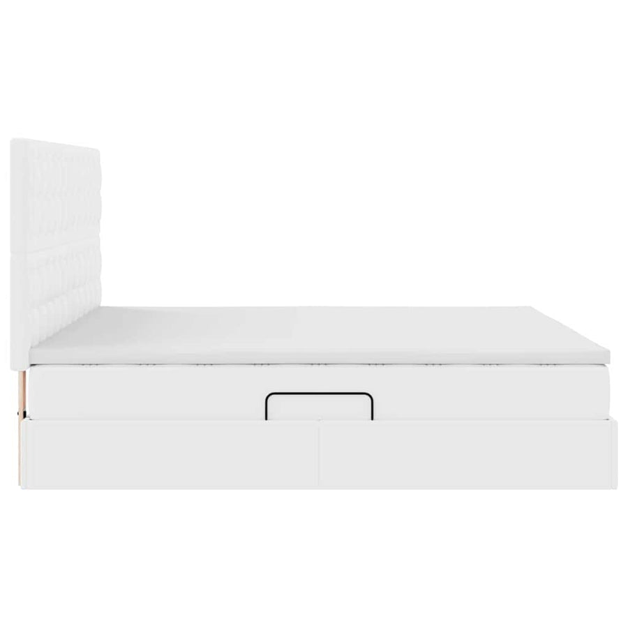 Bed met LED -striplichten met opslag Puur Wit 160 x 200 cm PVC