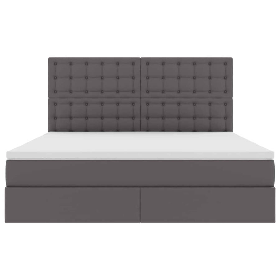 Opbergbed met LED met matras Grijs 160 x 200 cm Nep Leer