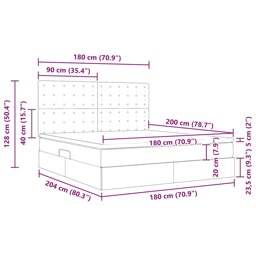 Bed met LED -striplichten met hoofdeinde Zwart 180 x 200 cm PVC