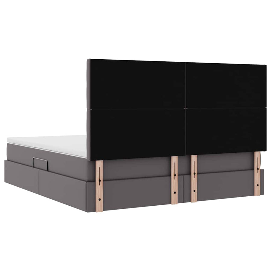 Bed met LED -striplichten met hoofdeinde Grijs 180 x 200 cm PVC