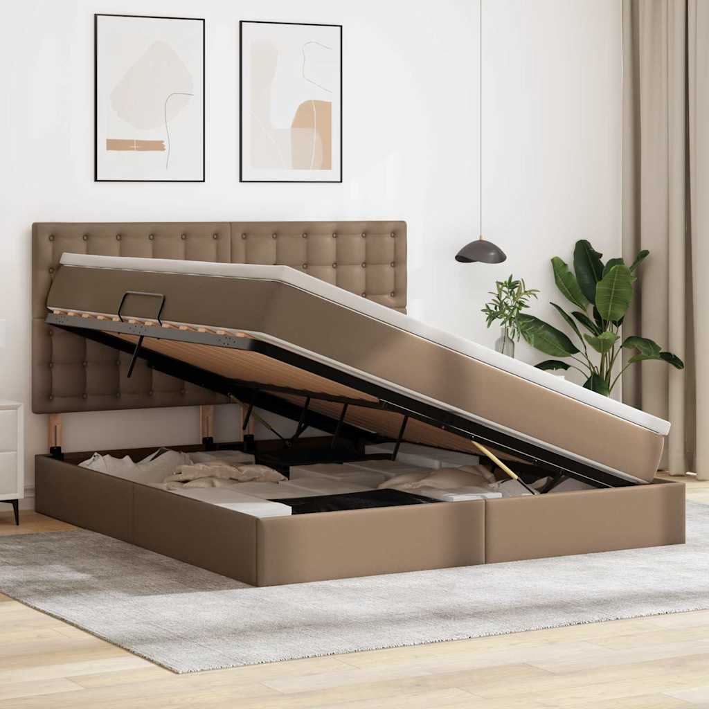 Bed met LED -striplichten Cappuccino 180 x 200 cm PVC