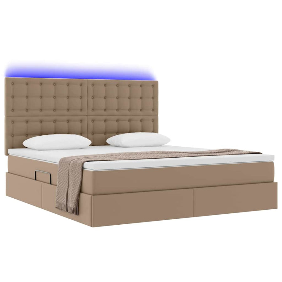 Bed met LED -striplichten Cappuccino 180 x 200 cm PVC