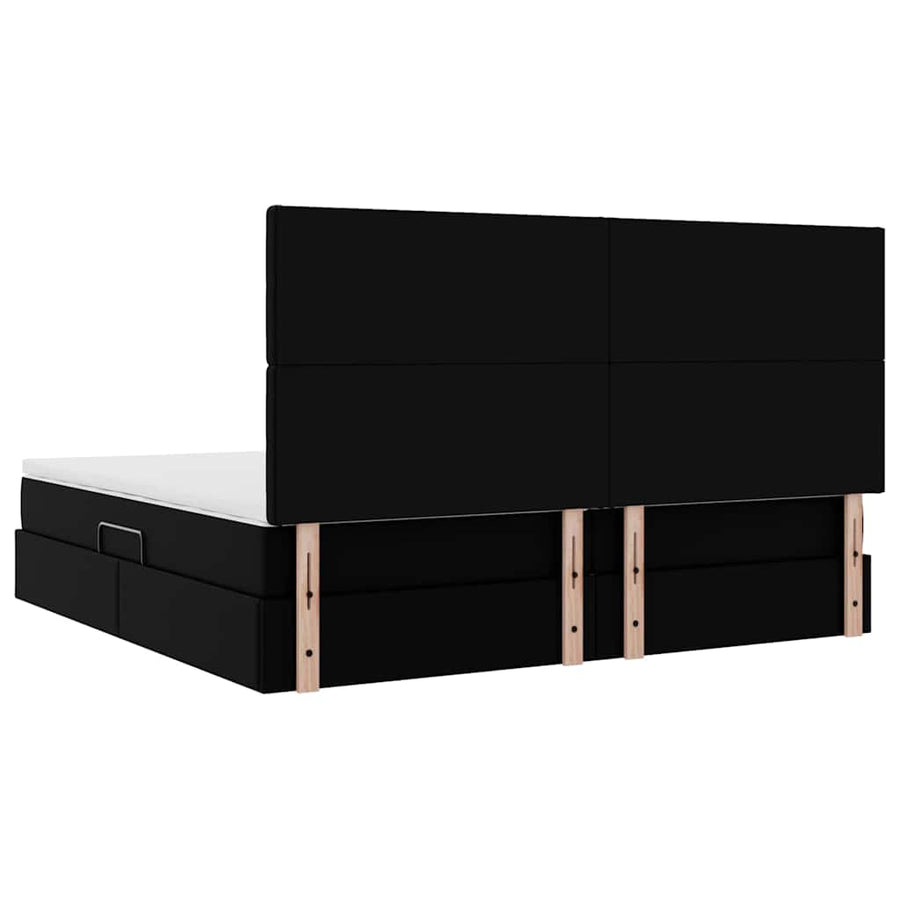 Bed met LED -striplichten met hoofdeinde Zwart 200 x 200 cm PVC