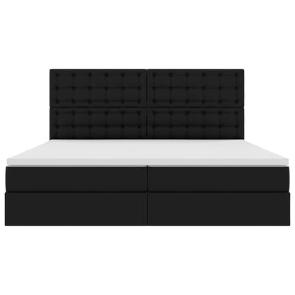 Bed met LED -striplichten met hoofdeinde Zwart 200 x 200 cm PVC