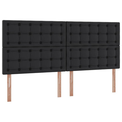 Bed met LED -striplichten met hoofdeinde Zwart 200 x 200 cm PVC