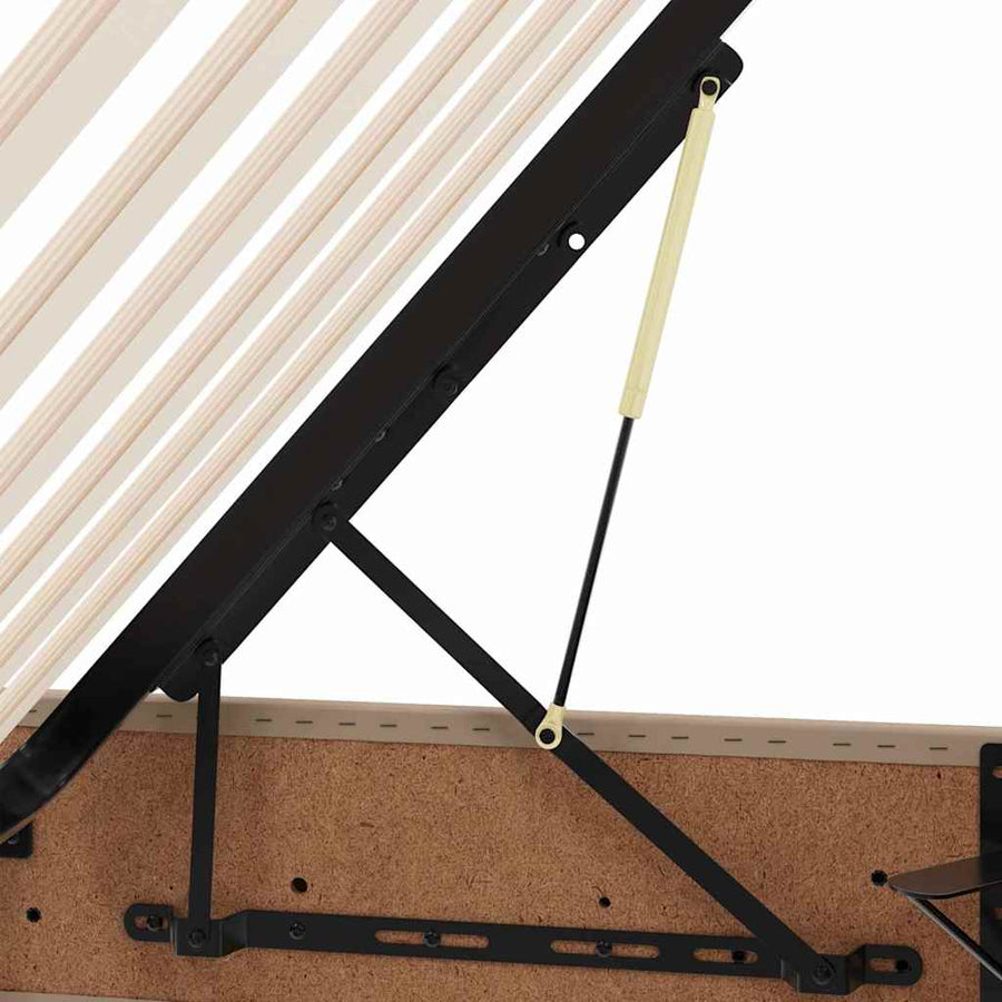 Opbergbed met LED met matras Cappuccino 200 x 200 cm Nep Leer