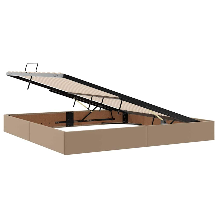 Opbergbed met LED met matras Cappuccino 200 x 200 cm Nep Leer