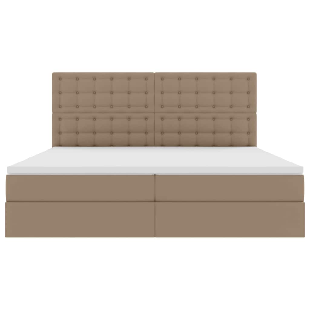 Opbergbed met LED met matras Cappuccino 200 x 200 cm Nep Leer