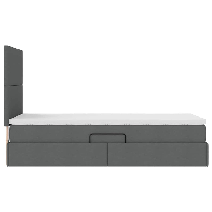 Opbergbed met LED met matras Donkergrijs 90 x 190 cm Polyester