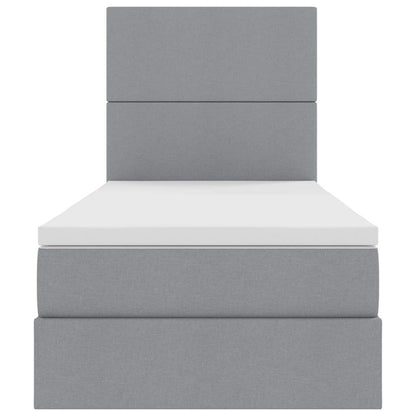Opbergbed met LED met matras Lichtgrijs 90 x 200 cm Polyester