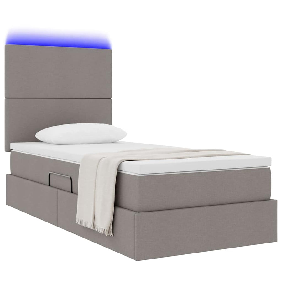 Opbergbed met LED met matras Taupe 90 x 200 cm Polyester