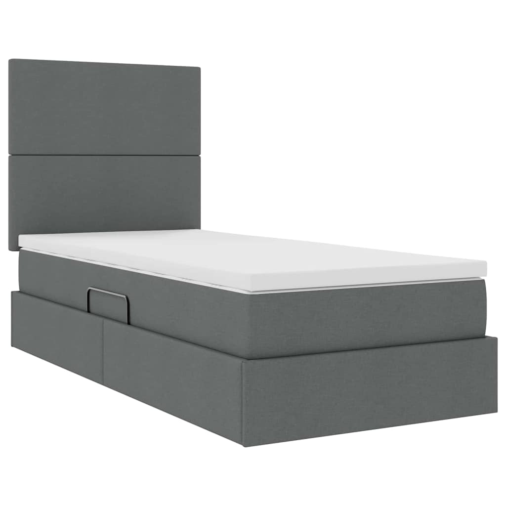 Opbergbed met LED met matras Donkergrijs 100 x 200 cm Polyester
