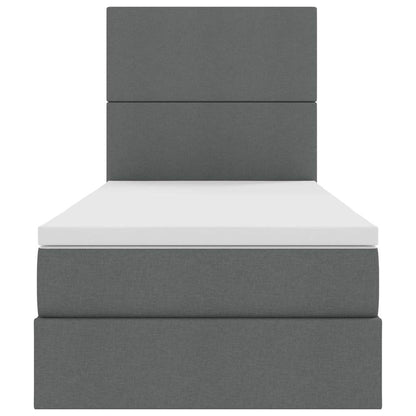 Opbergbed met LED met matras Donkergrijs 100 x 200 cm Polyester