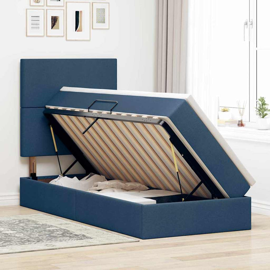Opbergbed met LED met matras Blauw 100 x 200 cm Polyester