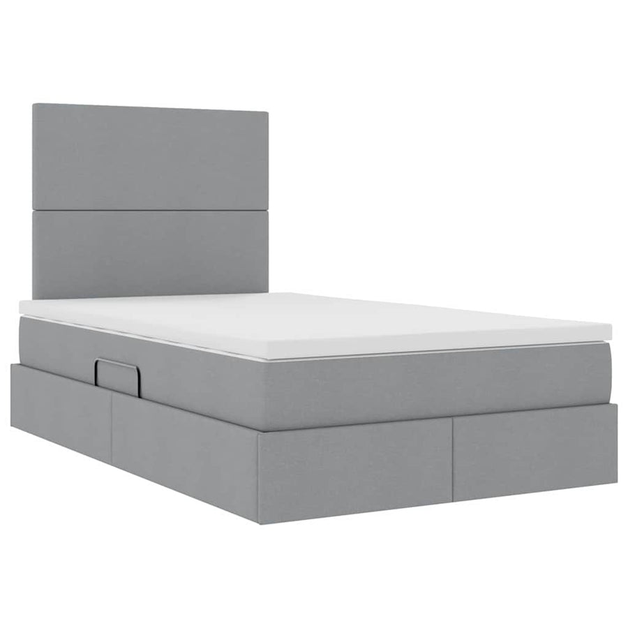 Opbergbed met LED met matras Lichtgrijs 120 x 190 cm Polyester