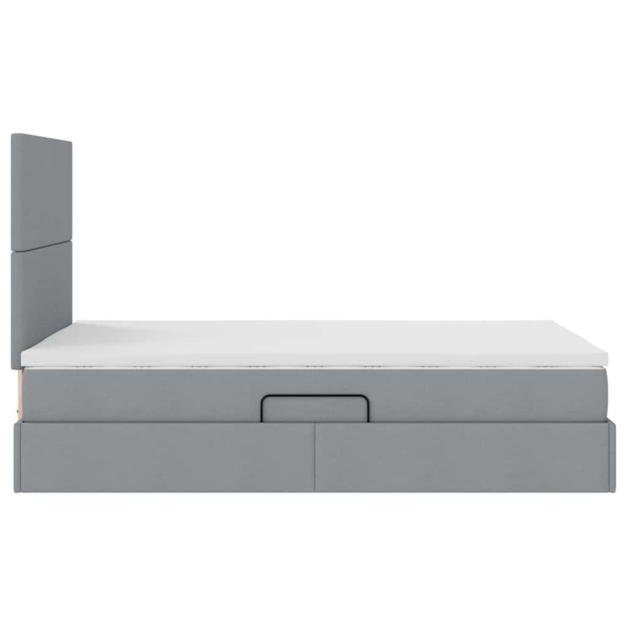 Opbergbed met LED met matras Lichtgrijs 120 x 190 cm Polyester