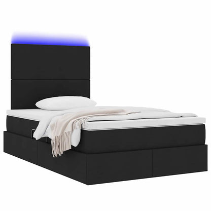 Opbergbed met LED met matras Zwart 120 x 190 cm Polyester